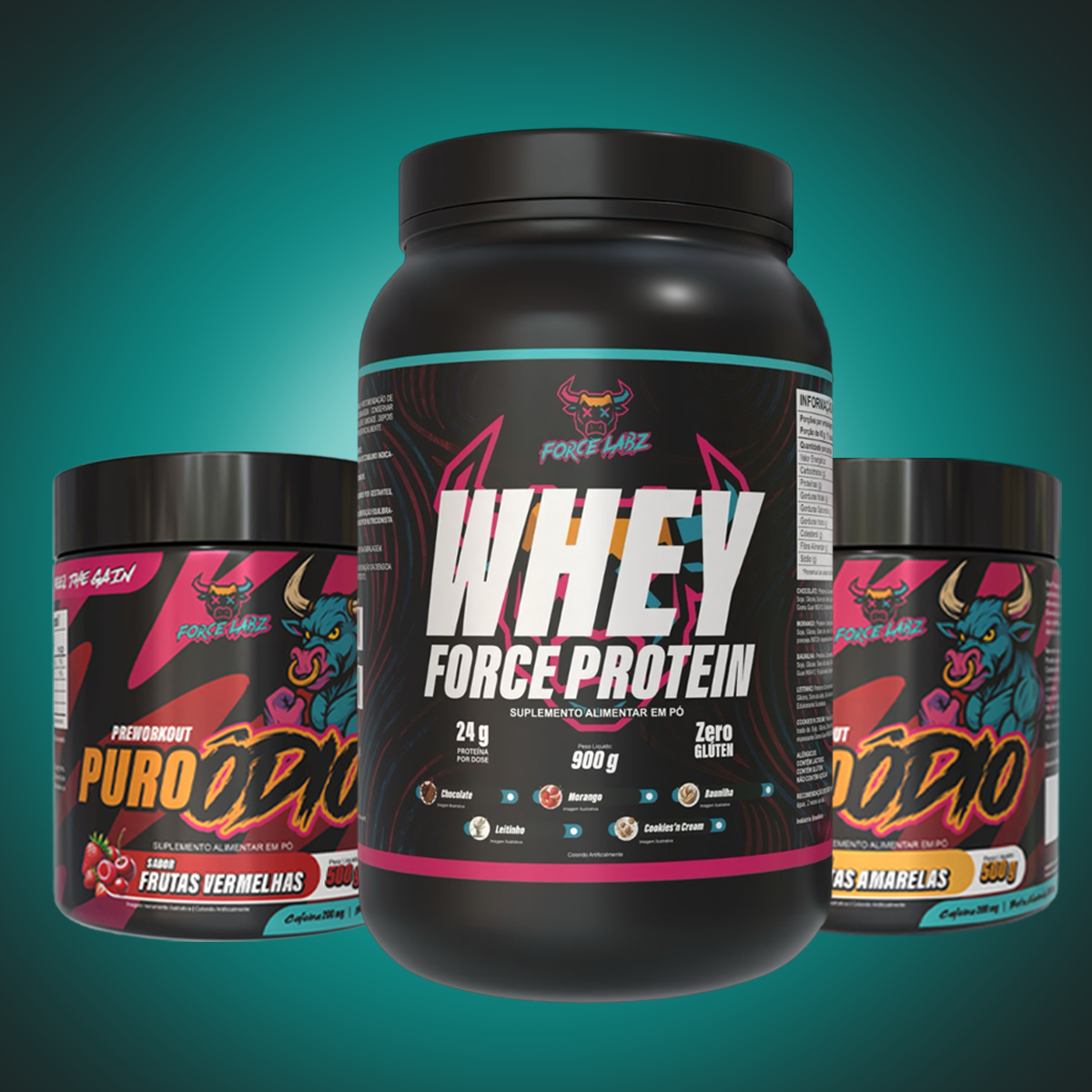 WHEY FORCE + PRÉ-TREINO FRUTAS VERMELHAS