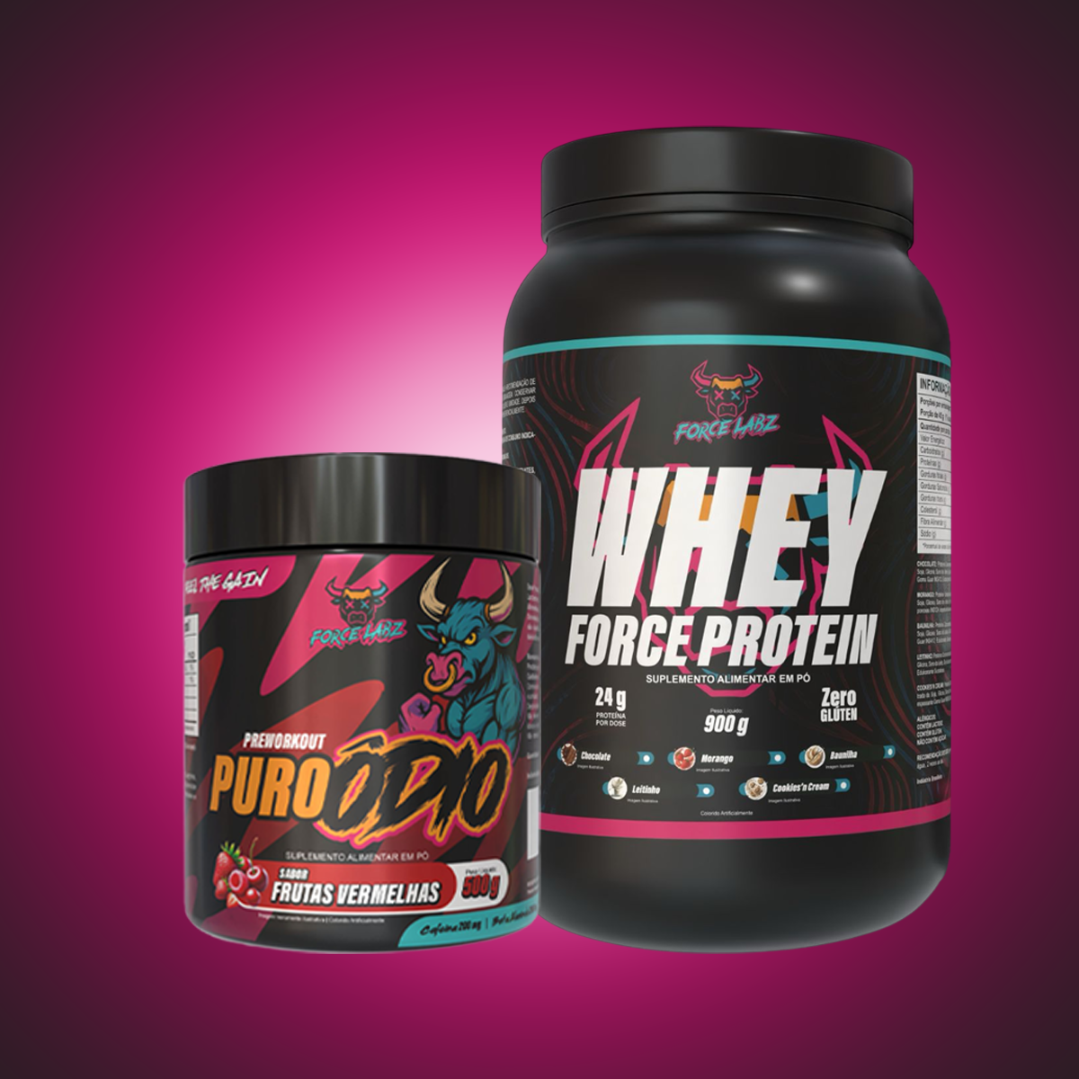 WHEY FORCE + PRÉ-TREINO FRUTAS VERMELHAS