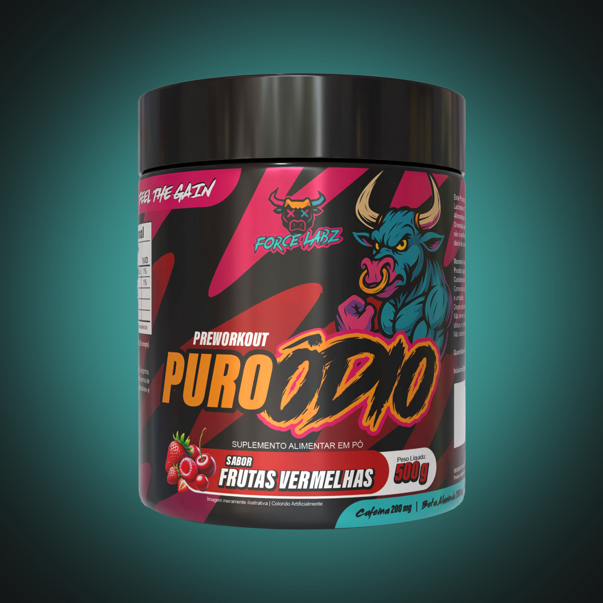 Pré-Treino Puro Ódio 500g - 200mg Cafeína - Force Labz