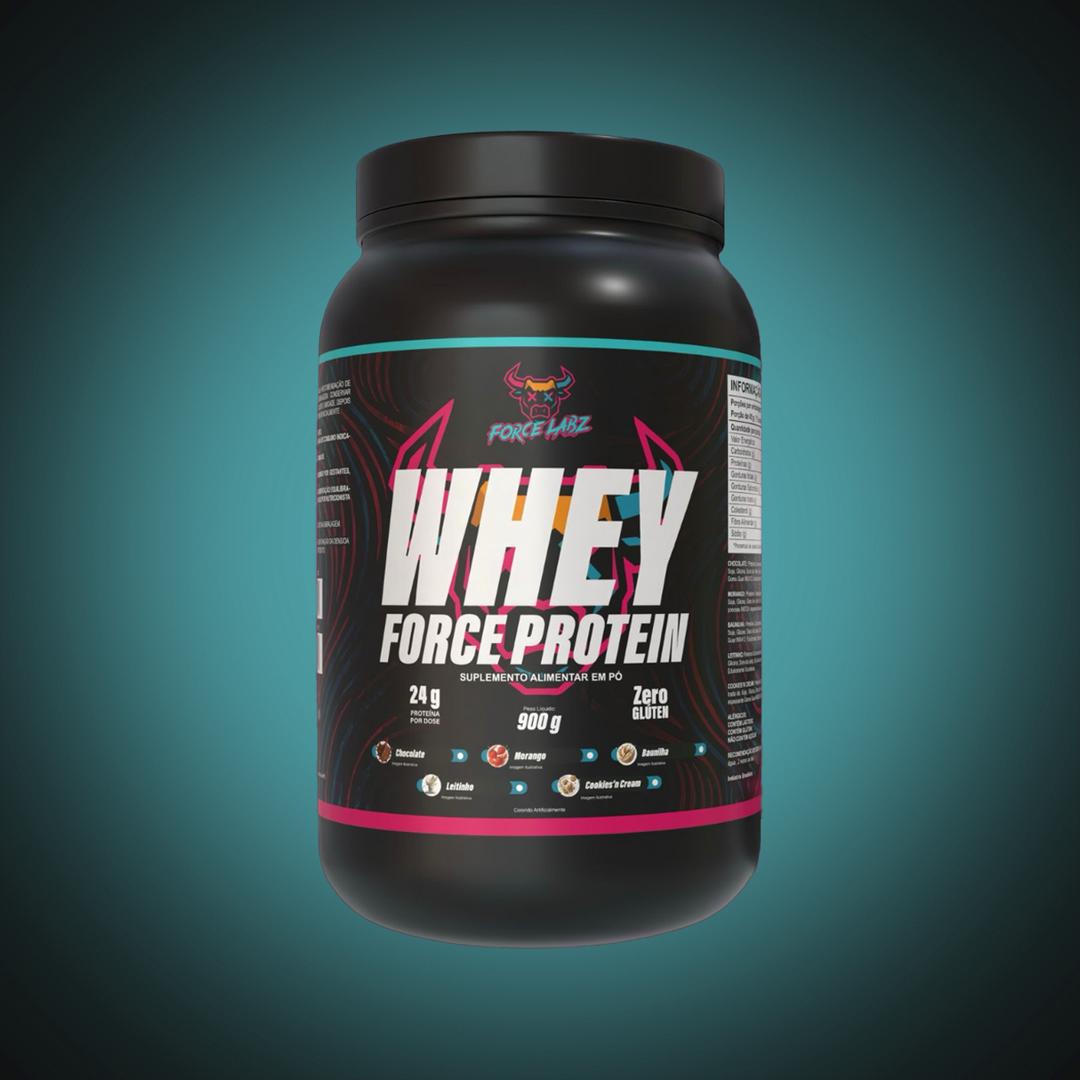 Whey Force Protein Concentrado 900g - 24g Proteína - Zero Glúten - Force Labz