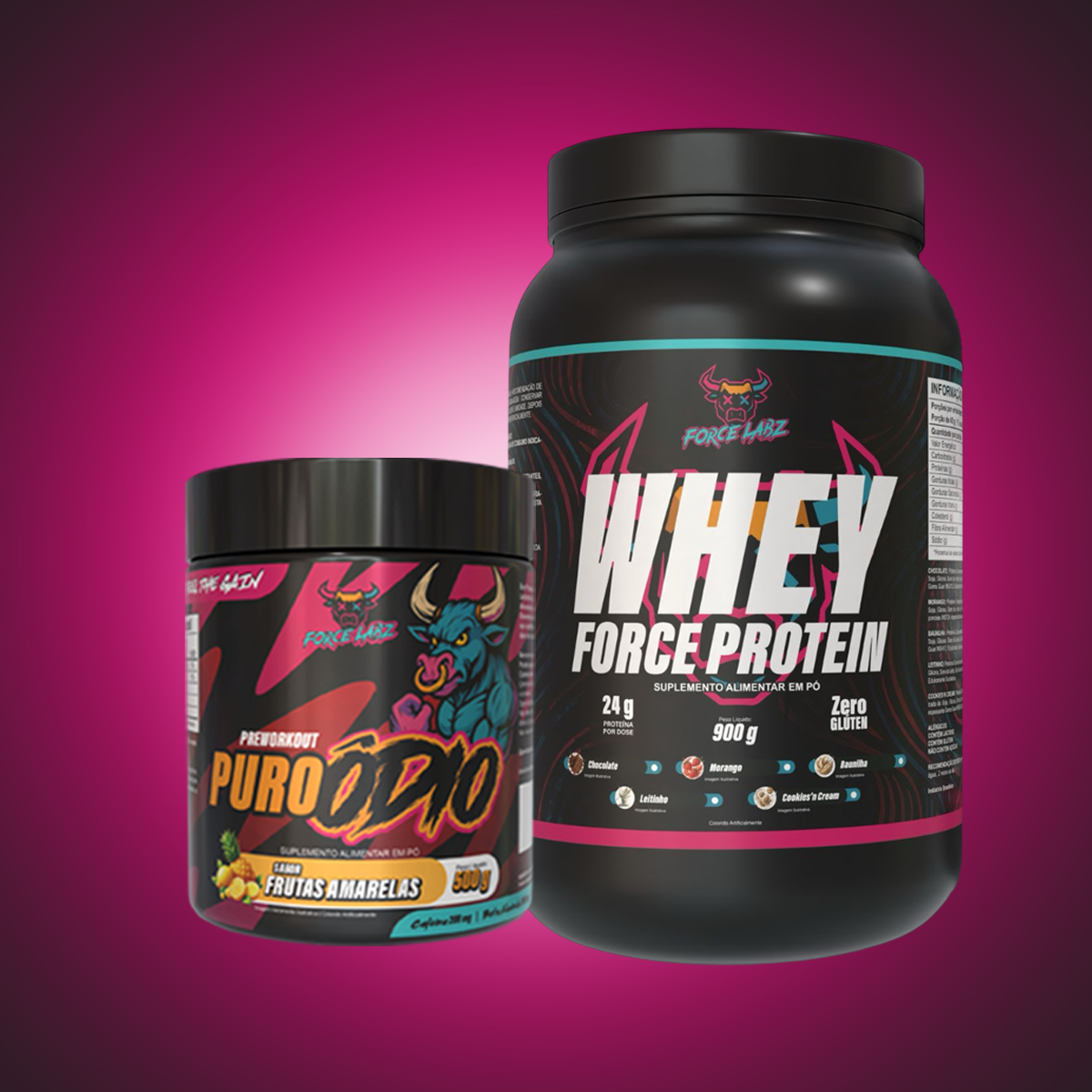 WHEY FORCE + PRÉ-TREINO FRUTAS AMARELA
